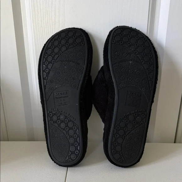 Acorn Black Women's Spa Thong Slippers (sz8-9) - Picture 7 of 7